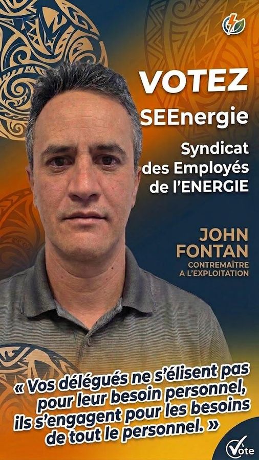 Affiche de campagne de John Fontan, contremaître à l'exploitation. « Vos délégués ne s'élisent pas pour leur besoin personnel, ils s'engagent pour les besoins de tout le personnel. »