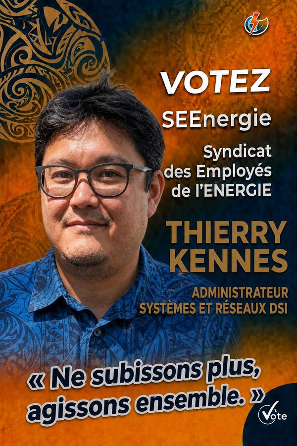 Affiche de campagne de Thierry Kennes, administrateur systèmes et réseaux dsi. « Ne subissons plus, agissons ensemble. »